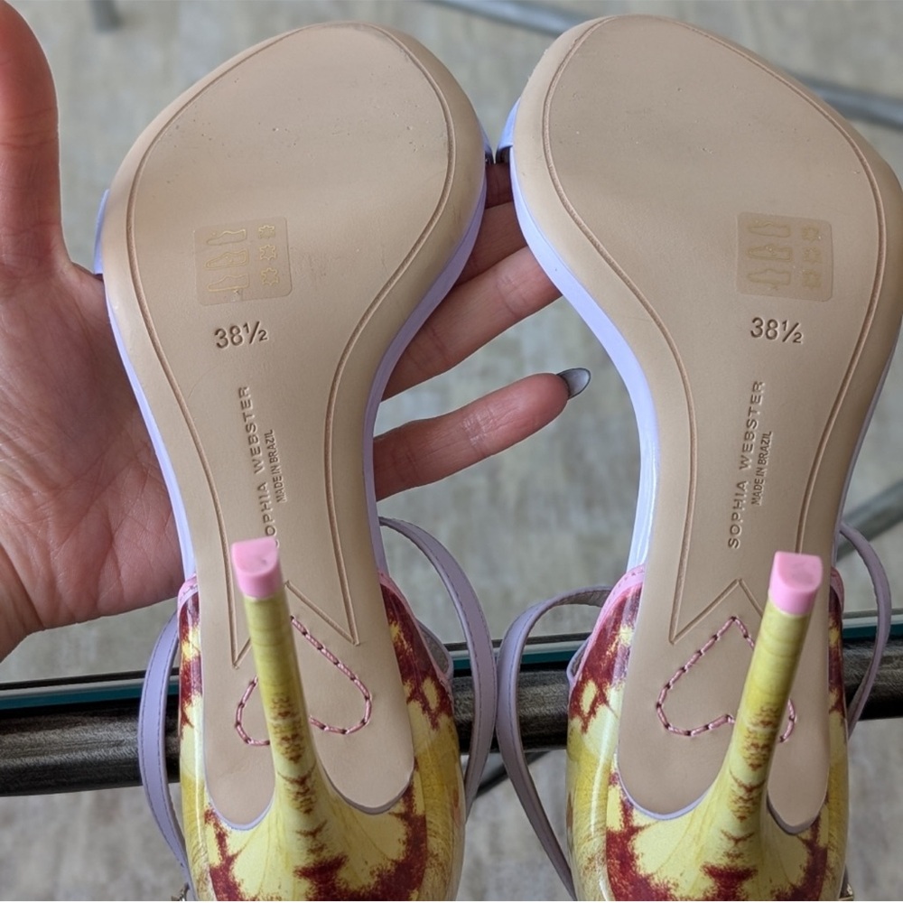 SOPHIA WEBSTER CHIARA BUTTERFLY EMBROIDERED STILETTO SANDALS ~ US 8.5 Like New 🦋 - Picture 9 of 11